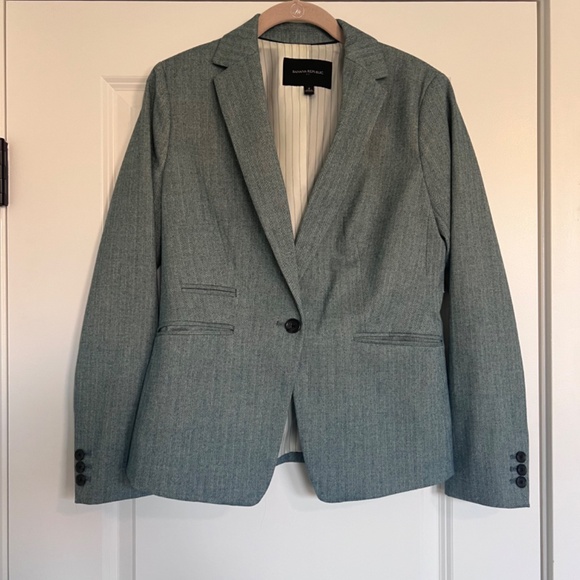 Banana Republic Teal Herringbone Blazer - Size 2 - Picture 2 of 6